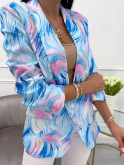 Pastelowa Wzorzysta Marynarka 13916-330-Q|Modna Kiecka Discount