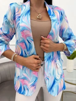 Pastelowa Wzorzysta Marynarka  13916-330-Q|Modna Kiecka Discount
