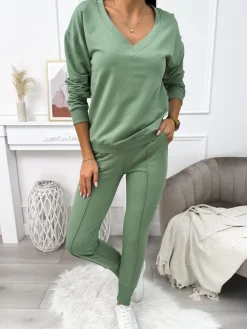 Pistacjowy Komplet Bluza + Spodnie 10557-115-H|Modna Kiecka Fashion