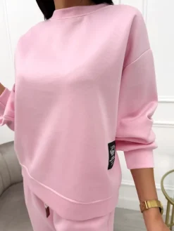 Pudrowa Bluza z Naszywką 13748-131-C|Modna Kiecka Best