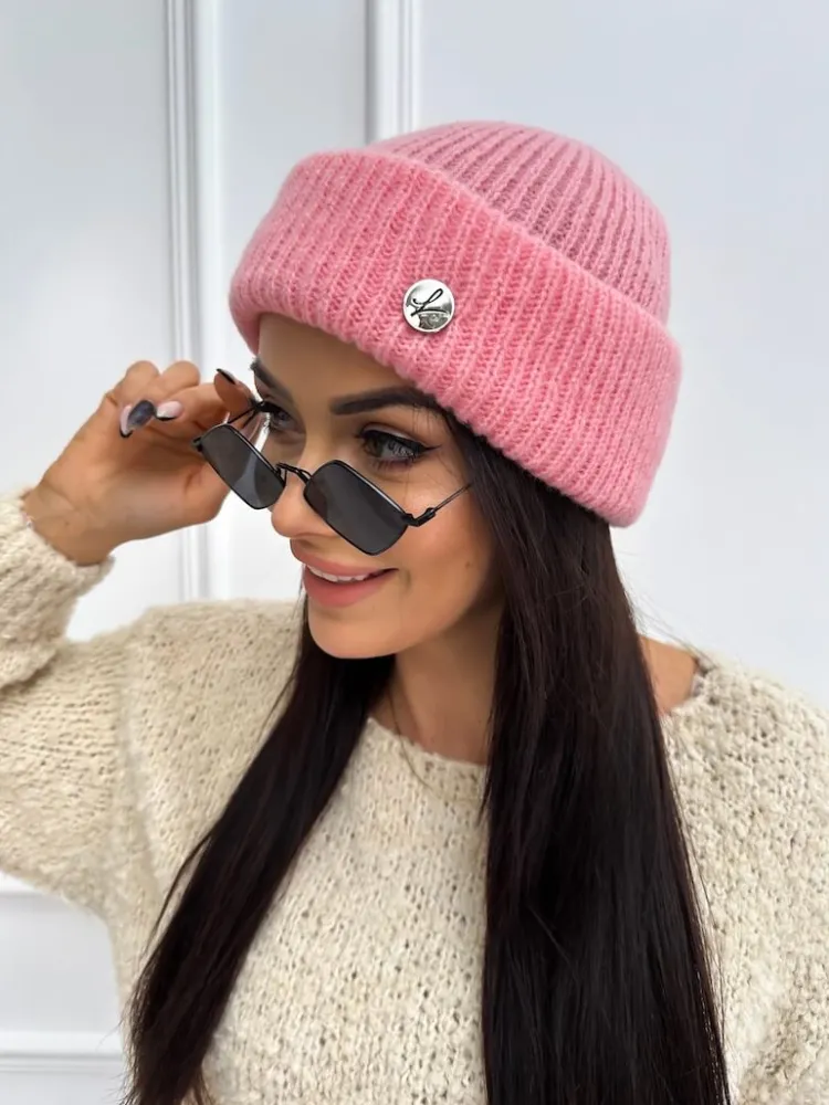 Pudrowa Czapka 13299-334-J|Modna Kiecka Sale