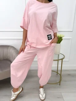 Pudrowy Dresowy Komplet 13653-521-N|Modna Kiecka Outlet