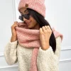Pudrowy Komplet Czapka + Szalik 13303-334-G|Modna Kiecka Fashion