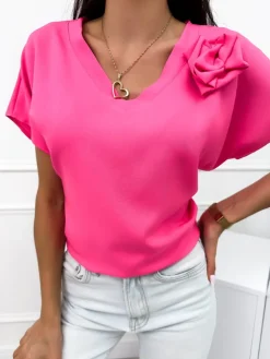 Różowa Bluzeczka z Ozdobą 12377-327-C|Modna Kiecka Discount