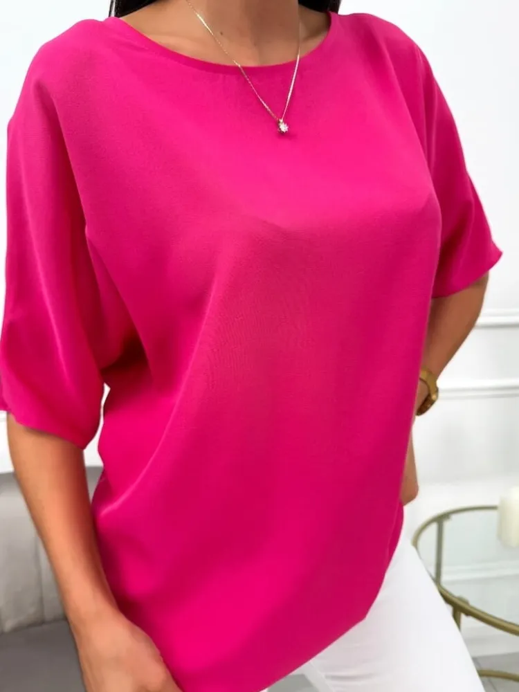 Różowa Klasyczna Bluzeczka 13727-328-E|Modna Kiecka Outlet