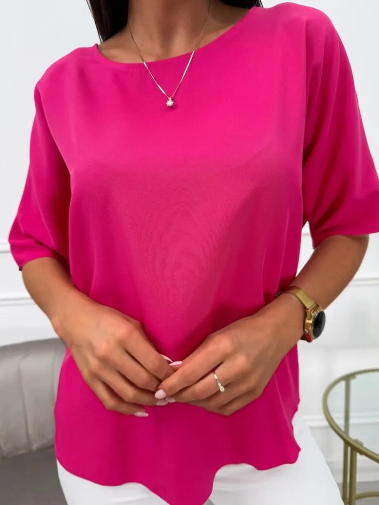 Różowa Klasyczna Bluzeczka 13727-328-E|Modna Kiecka Outlet