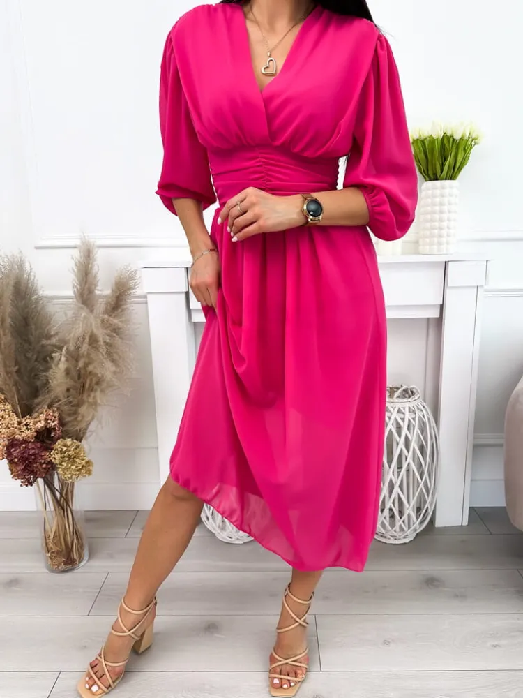 Różowa Sukienka 12155-95-D|Modna Kiecka Sale