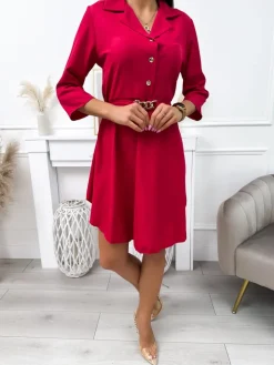 Różowa Sukienka z Paskiem 11965-421-D|Modna Kiecka Fashion