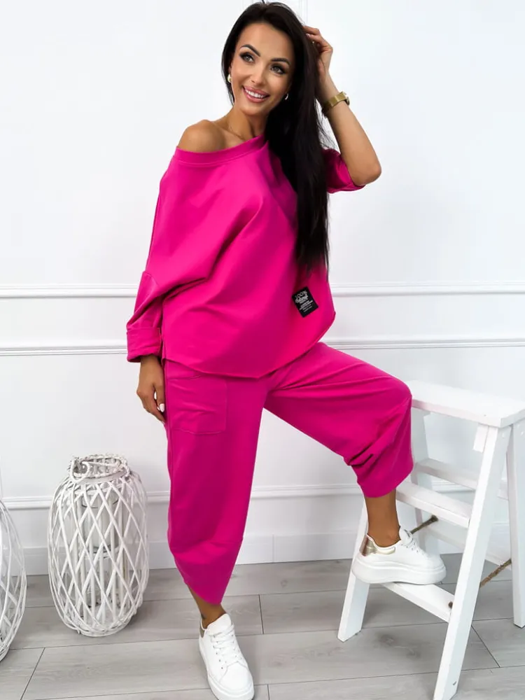 Różowy Komplet Bluzka + Spodnie 12783-179-H|Modna Kiecka Hot
