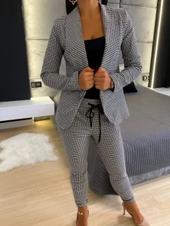 Spodnie w Kratę 11802-235-Q|Modna Kiecka Fashion