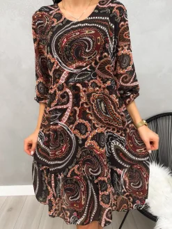 Sukienka Oversize w Orientalny Wzór 13165-13-Q|Modna Kiecka Hot