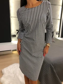 Sukienka w Pepitkę 11702-189-Q|Modna Kiecka Sale