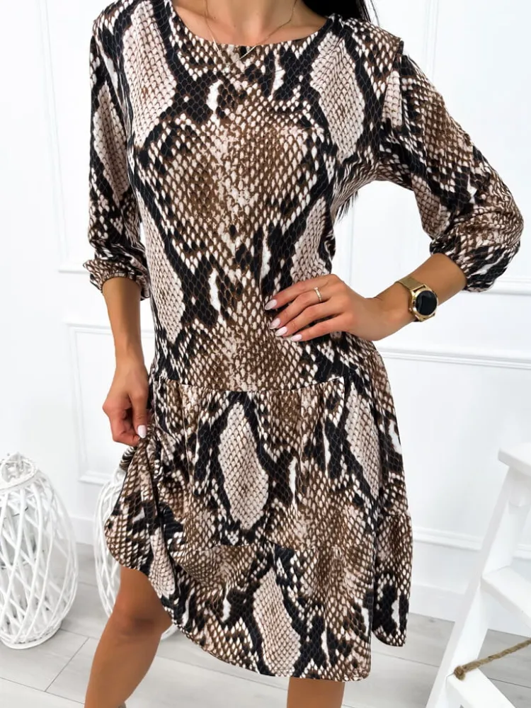 Sukienka w Zwierzęcy Wzór 12789-81-Q|Modna Kiecka Discount