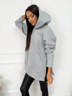Szara Bluza Oversize 11664-22-E|Modna Kiecka Hot