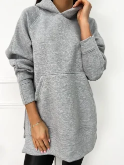 Szara Bluza Oversize 11664-22-E|Modna Kiecka Hot