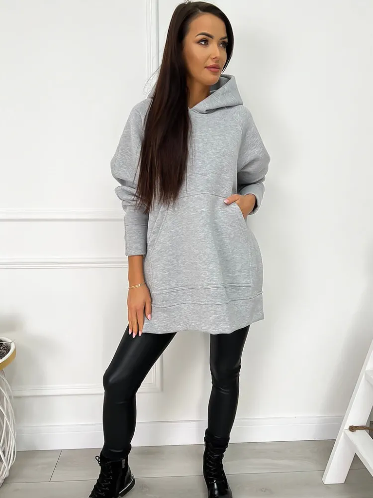 Szara Bluza Oversize 11664-22-E|Modna Kiecka Hot