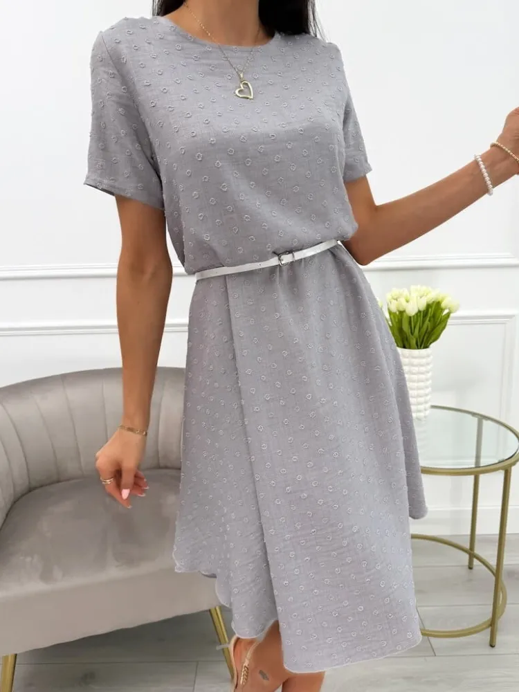 Szara Sukienka Oversize 13920-294-D|Modna Kiecka Fashion