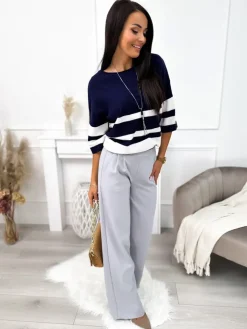 Szare Spodnie z Prostą Nogawką 11395-424-G|Modna Kiecka Fashion