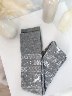 Szare Świąteczne Zakolanówki 10924-334-D|Modna Kiecka Fashion