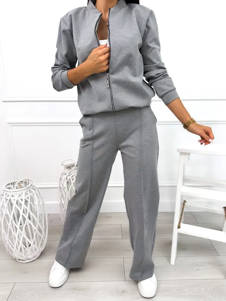 Szary Komplet Bluza + Spodnie 12670-184-D|Modna Kiecka Sale