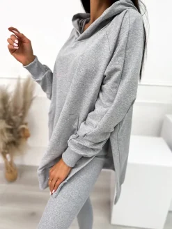 Szary Komplet Bluza Oversize  + Legginsy 10450-203-G|Modna Kiecka Fashion