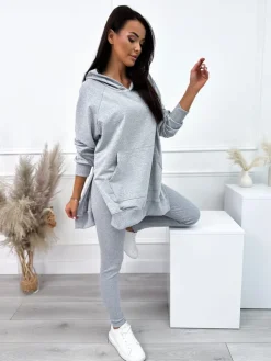 Szary Komplet Bluza Oversize + Legginsy 10450-203-G|Modna Kiecka Fashion