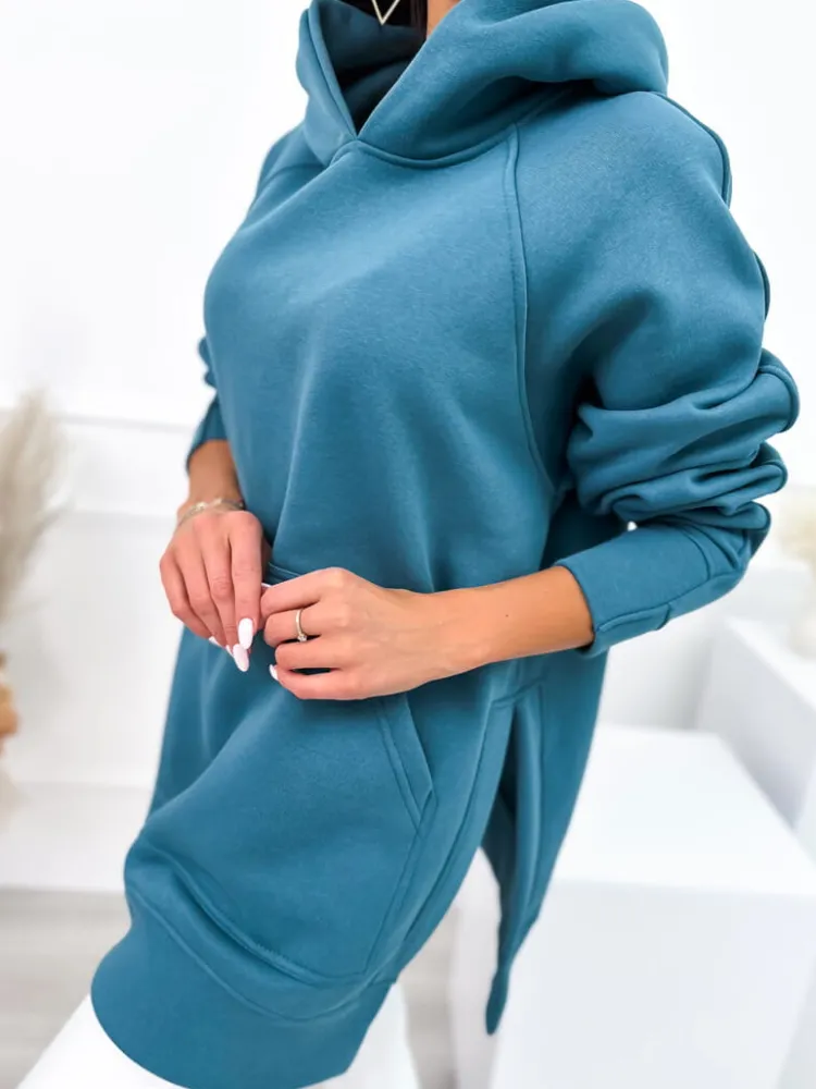 Turkusowa Bluza Oversize 11664-22-C|Modna Kiecka Hot
