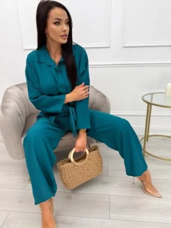 Turkusowy Luźny Komplet 13725-117-F|Modna Kiecka Fashion