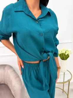 Turkusowy Luźny Komplet 13725-117-F|Modna Kiecka Fashion