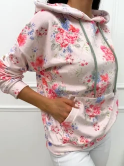 Welurowa Bluza z Motywem Kwiatowym 13457-33-Q|Modna Kiecka Clearance