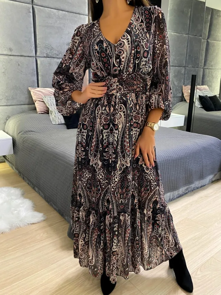 Wzorzysta Sukienka Maxi 11795-78-Q|Modna Kiecka Sale