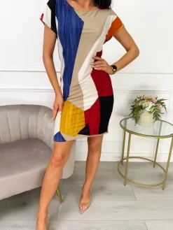 Wzorzysta Sukienka 13527-217-Q|Modna Kiecka New