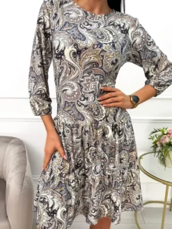 Wzorzysta Sukienka 13595-80-Q|Modna Kiecka New