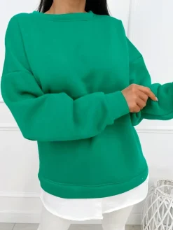 Zielona Bluza Oversize 13445-418-G|Modna Kiecka New
