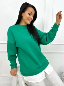 Zielona Bluza Oversize 13445-418-G|Modna Kiecka New