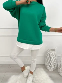 Zielona Bluza Oversize 13445-418-G|Modna Kiecka New