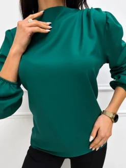 Zielona Klasyczna Bluzka 13284-315-E|Modna Kiecka New