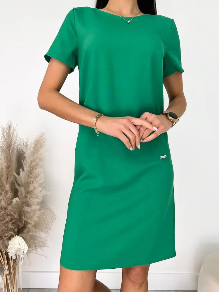 Zielona Klasyczna Sukienka 11720-138-G|Modna Kiecka Outlet