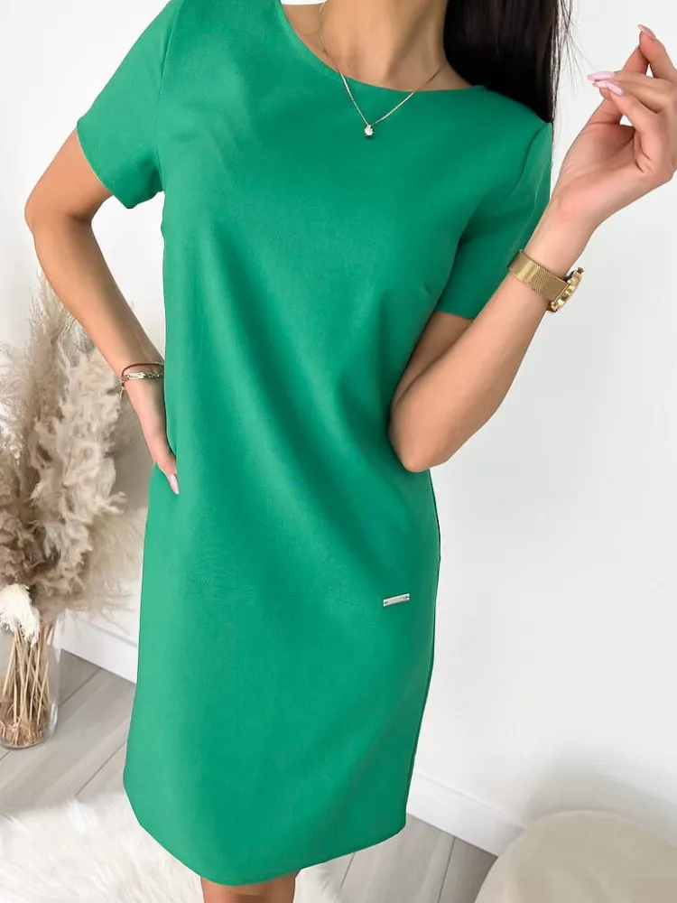 Zielona Klasyczna Sukienka 11720-138-G|Modna Kiecka Outlet