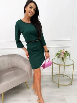 Zielona Klasyczna Sukienka 13514-118-G|Modna Kiecka Hot