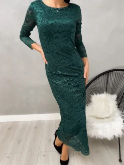 Zielona Koronkowa Sukienka Maxi 13227-184-D|Modna Kiecka Best