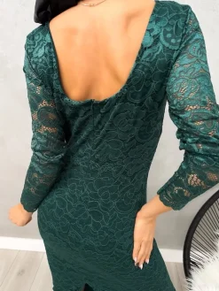 Zielona Koronkowa Sukienka Maxi 13227-184-D|Modna Kiecka Best