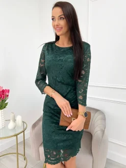 Zielona Koronkowa Sukienka 11436-505-D|Modna Kiecka Outlet