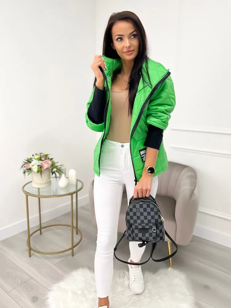 Zielona Kurtka 9734-254-C|Modna Kiecka Outlet