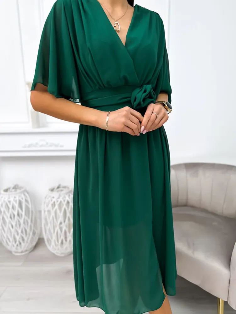 Zielona Sukienka Midi 11096-115-C|Modna Kiecka New