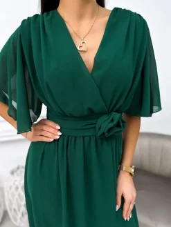Zielona Sukienka Midi 11096-115-C|Modna Kiecka New