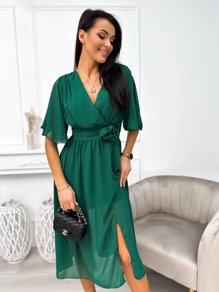 Zielona Sukienka Midi 11096-115-C|Modna Kiecka New