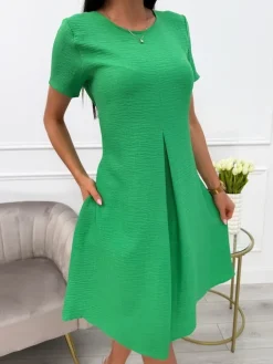 Zielona Sukienka z Kieszeniami 13707-103-I|Modna Kiecka Hot