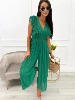 Zielony Kombinezon z Falbankami 13870-422-B|Modna Kiecka Discount