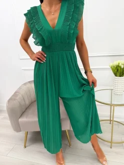 Zielony Kombinezon z Falbankami 13870-422-B|Modna Kiecka Discount